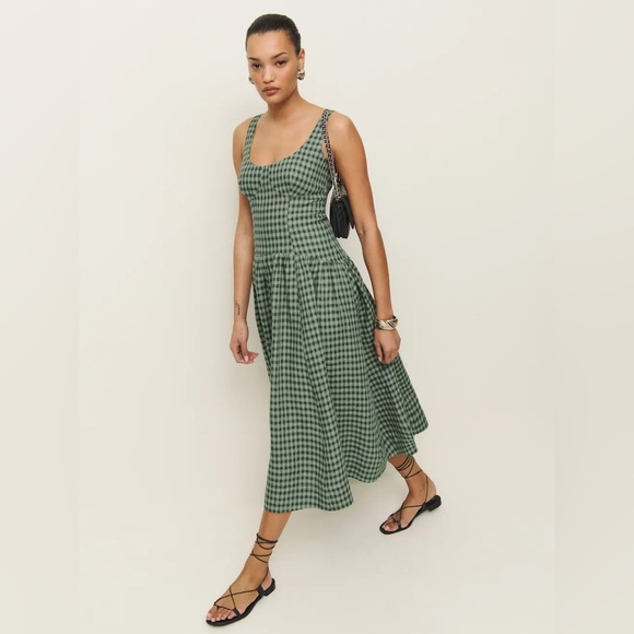 Reformation Roslyn Linen Dress in Cactus. Brand new without tags,  never worn. - Picture 6 of 16